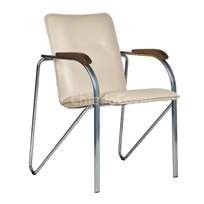 Офисные Стул Самба, светло-бежевый, каркас хром - фото