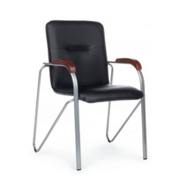 Офисные Стул Самба с деревянными подлокотниками, черный, хром - фото