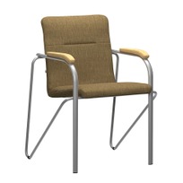 Офисные Стул Самба, MAKRO 032, подлокотники-лак, цвет каркаса-серебро - фото