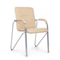 Офисные Стул Самба с пластиковыми подлокотниками, бежевый, хром - фото