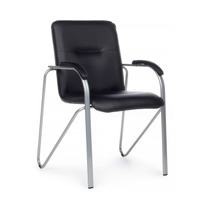 Офисные Стул Самба с мягкими подлокотниками, черный, хром - фото