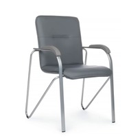 Офисные Стул Самба с пластиковыми подлокотниками, серый, хром - фото