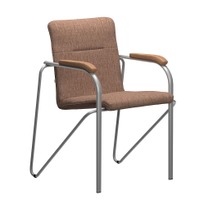 Офисные Стул Самба, рогожка коричневая, цвет каркаса-серебро - фото
