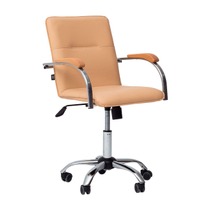 Офисные Кресло Самба офисное, экокожа Galaxy Cream, каркас хром - фото